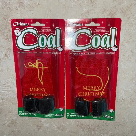 2 SETS CHRISTMAS SANTA NAUGHTY BAG LUMPS COAL FUN GAG GIFT NEW - Picture 1 of 4